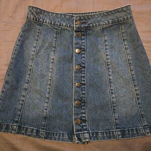 Button Down Jean Mini Skirt Size M